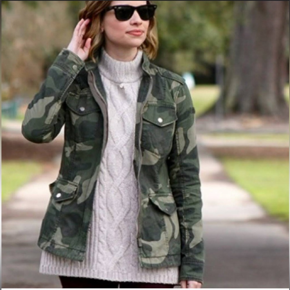 Hollister Green Camouflage Utility Jacket